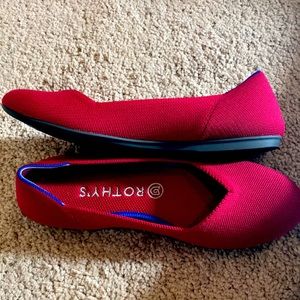 ROTHYS red 👠 blue trim flats shoes sz 8 NEW!